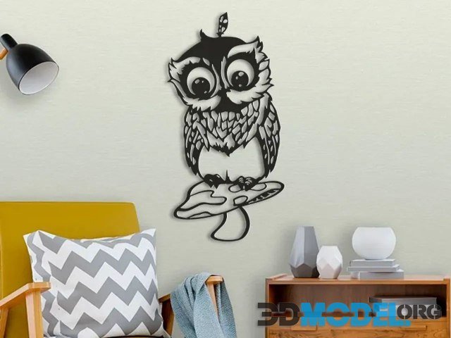 Owl on a mushroom