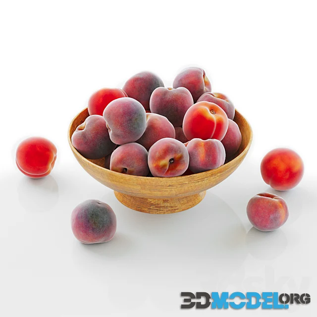 Fruits Peaches in a Wooden Vase