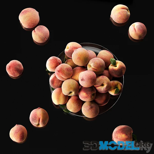 Set of Peaches on a Plate