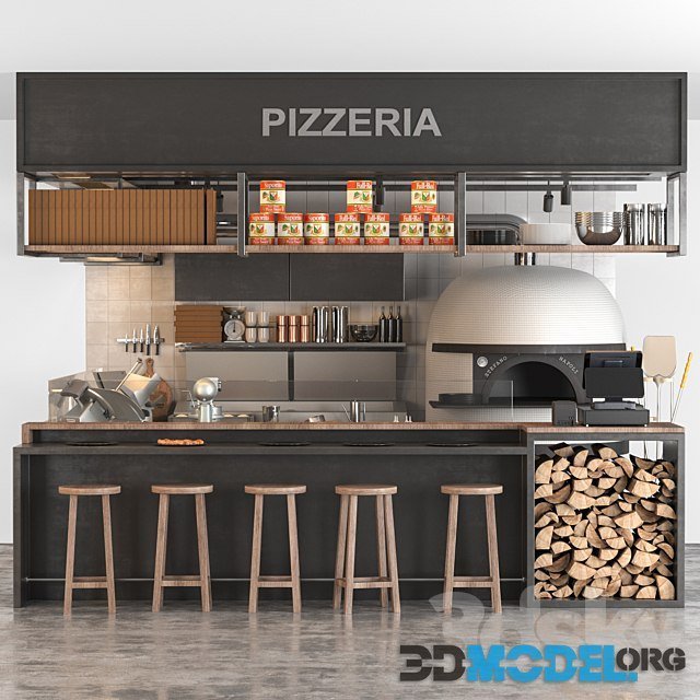 Pizzeria with accessories