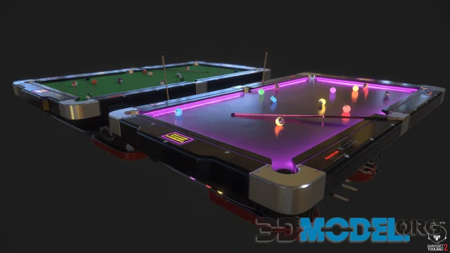 Pool Table with Neon Balls