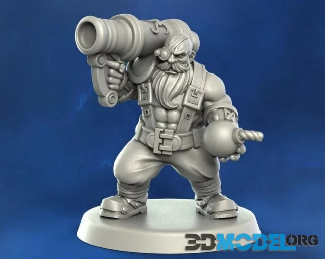 Punga Miniatures – Dwarf Cannoneer – Printable Sculpture