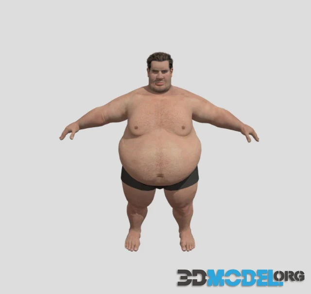 Realistic Fat Man Naked character PBR