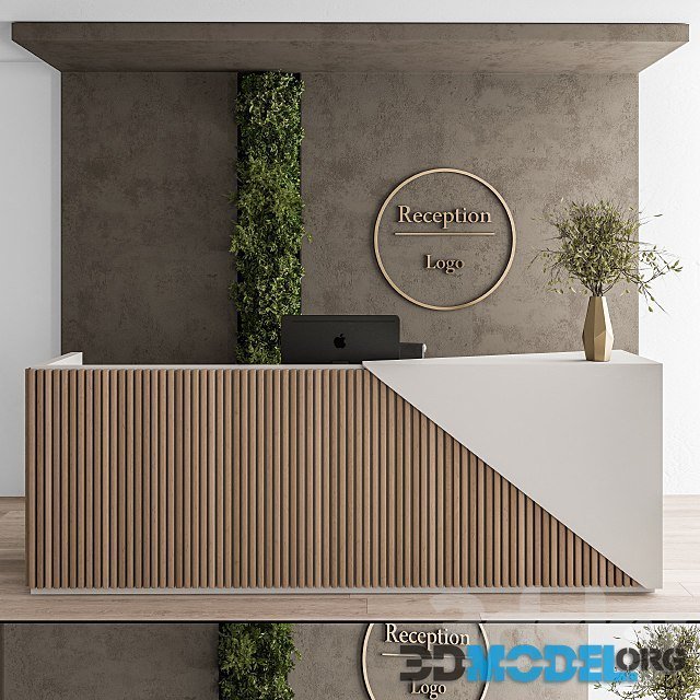 Reception Desk and Wall Decoration Set 08 with vertical garden