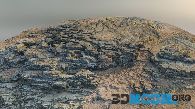 Rounded rocks at beach scan PBR