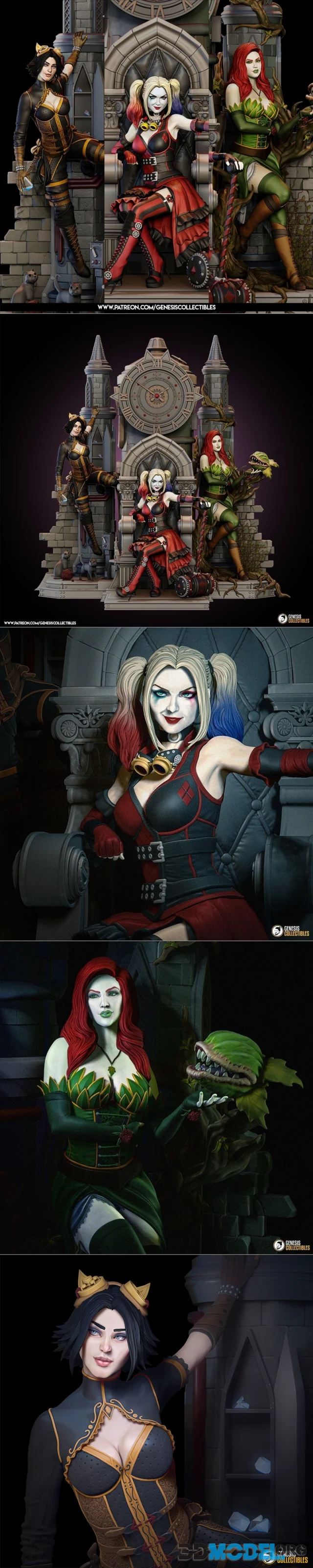 C27 - Steampunk Gotham City Sirens Harley Quinn Poison Ivy Catwoman – Printable