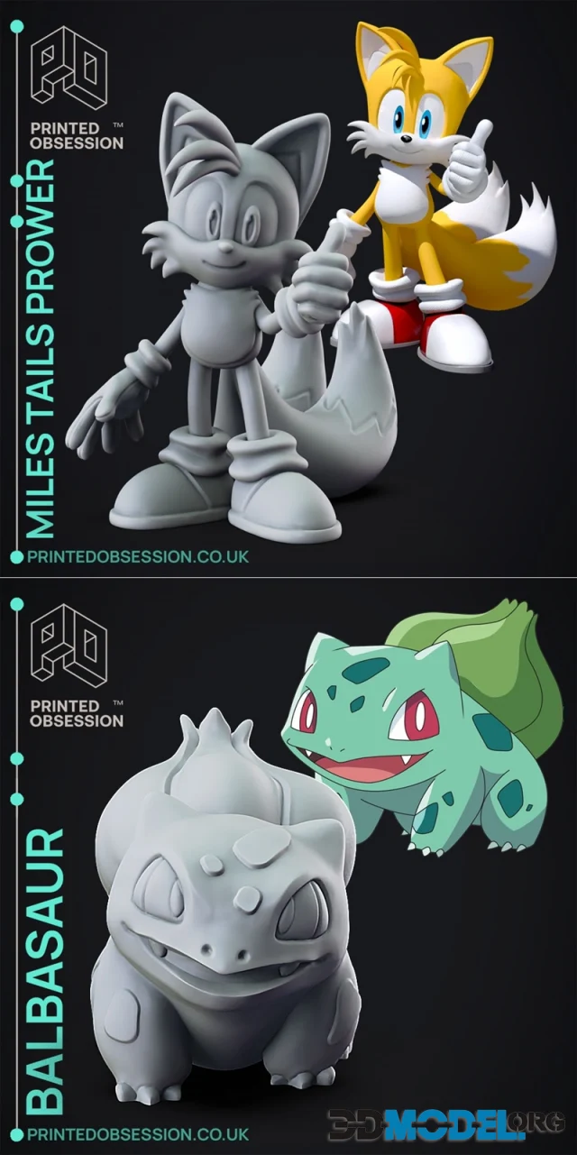 Printed Obsession - Bulbasaur and Tails - Sonic The Hedgehog-Fanart – Printable