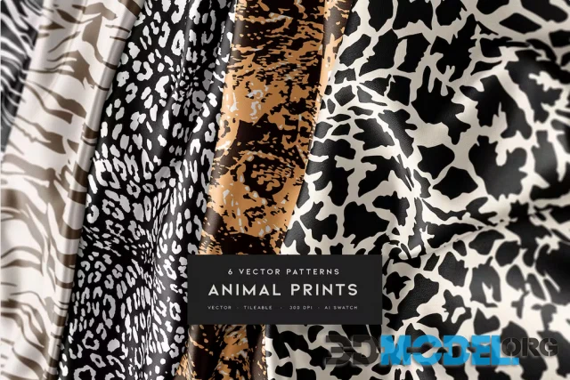 6 Animal Prints Vector Patterns