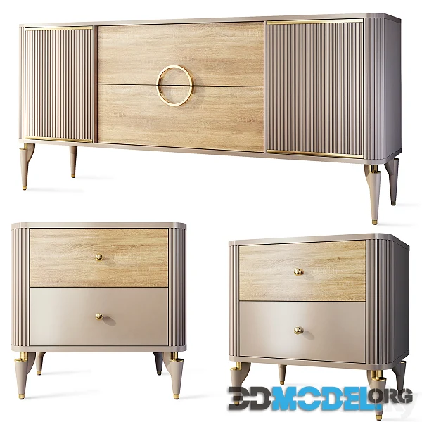 Chest of Drawers and Bedside Table Art Deco Sanvito by Bellona