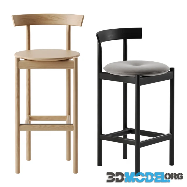 Comma Barstool by Herman Miller (Wood, fabric)
