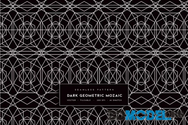 Dark Geometric Mozaic Seamless Pattern