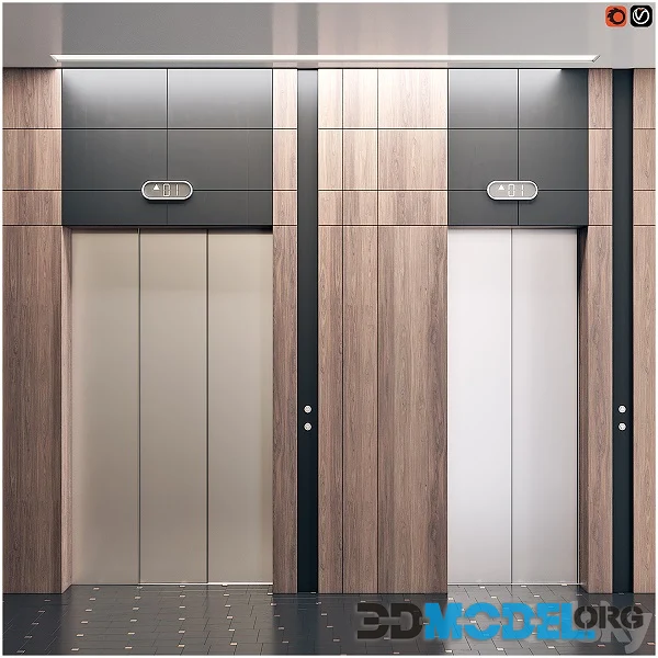 Elevator with Interior 1 Hi-Poly