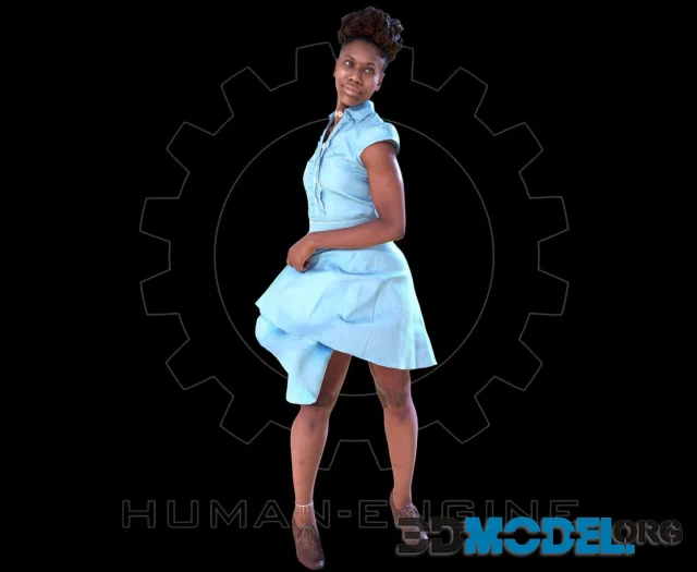Female Character Tiana in Blue Dress (PBR)