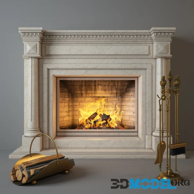 Classic style fireplace Charlotte with accessories