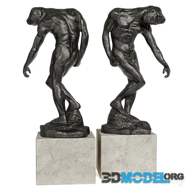 Grande Ombre Auguste Rodin Sculpture (metal, travertine)