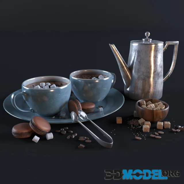 Hot chocolate set with marshmello