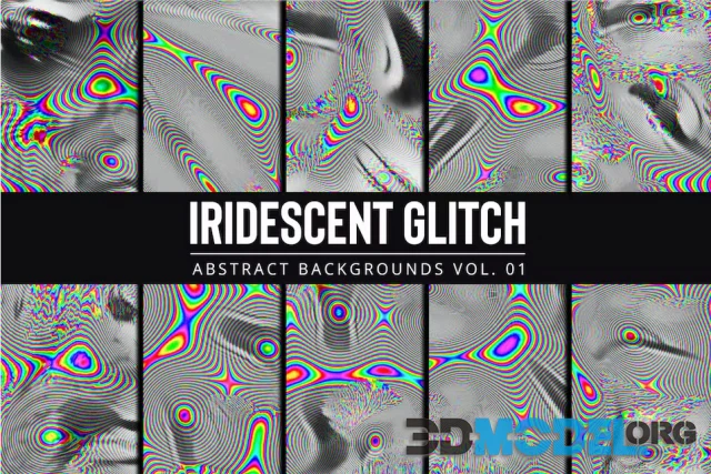 Iridescent Glitch Backgrounds Vol. 01