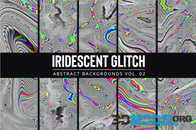 Iridescent Glitch Backgrounds Vol. 02