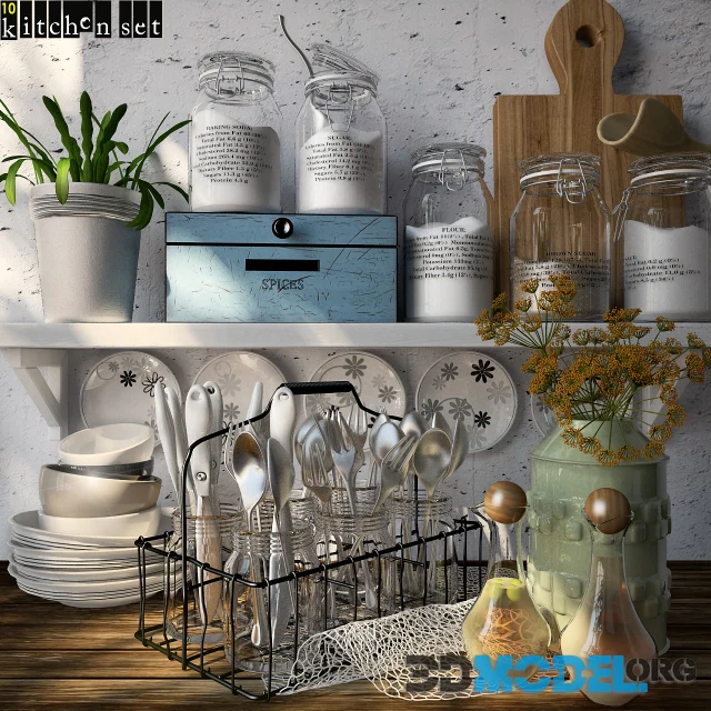 Kitchen Set 10 with dishes