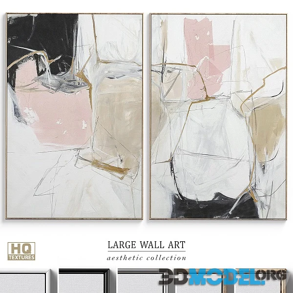 Large Abstract Neutral Wall Art C 378 Hi-Poly