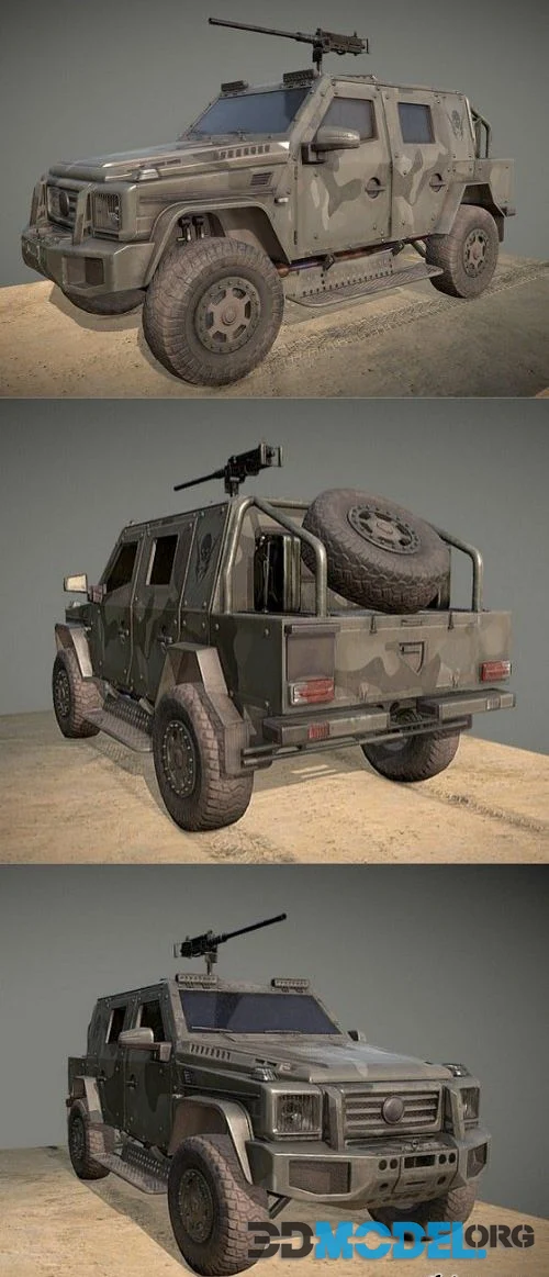 Low poly High detailed military armored 4x4 Sub (PBR)