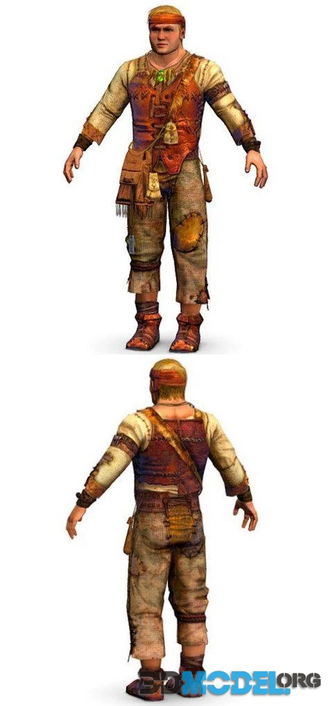 Low Poly model Man Farmer Character v2 PBR