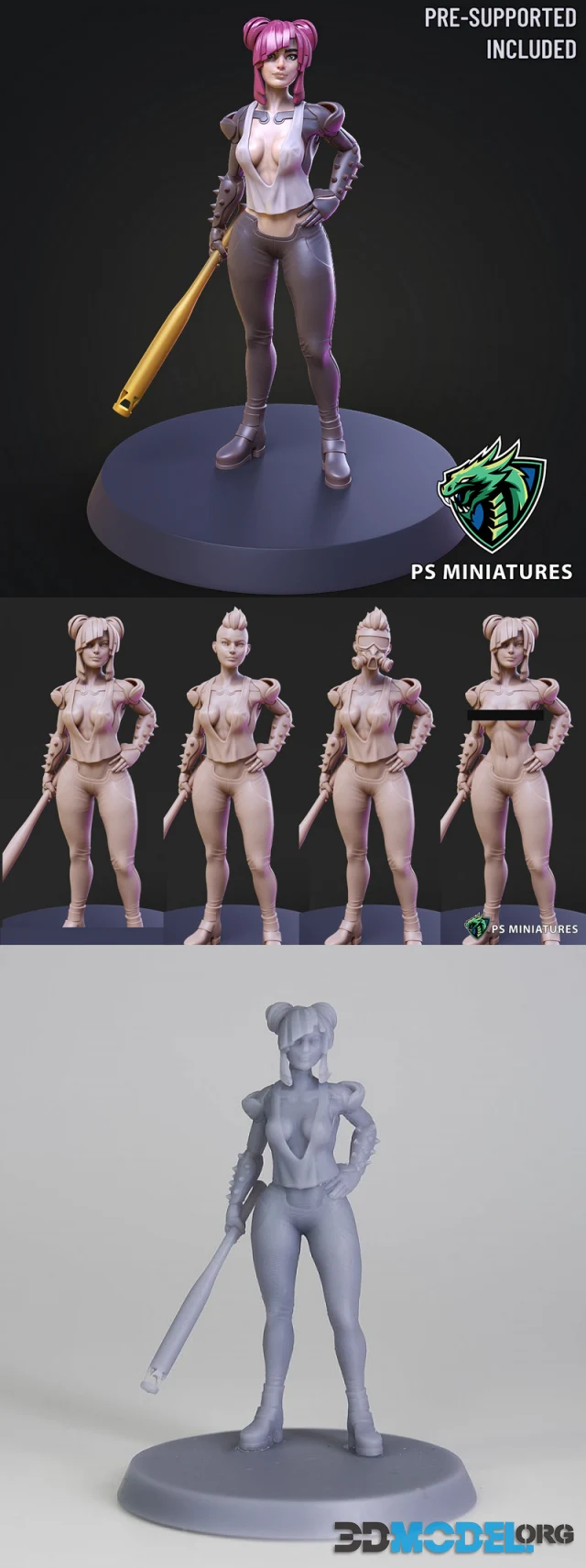 PS Miniatures - Cyberpunk Scrapper Girl Pose 1