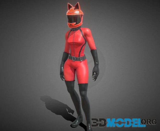 Red Racer Cat Helmet PBR