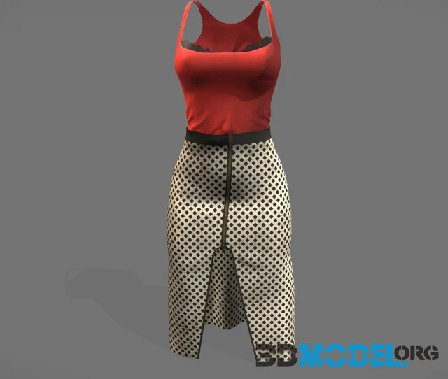 SAVE Red Top Slit Front Skirt Summer Dress PBR