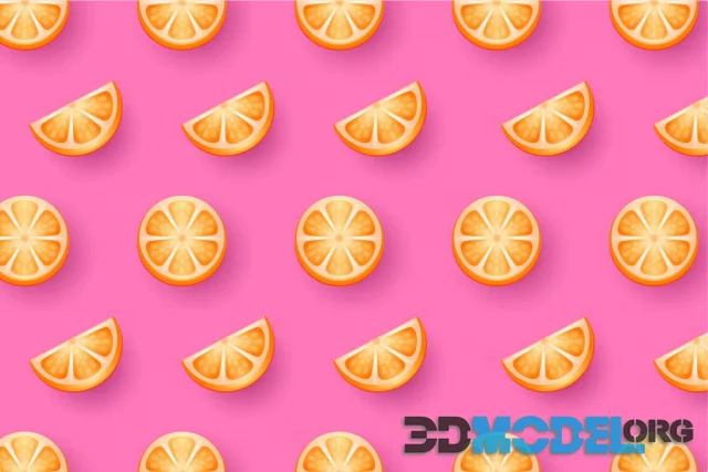 Seamless pattern with Orange fruits candy on pink