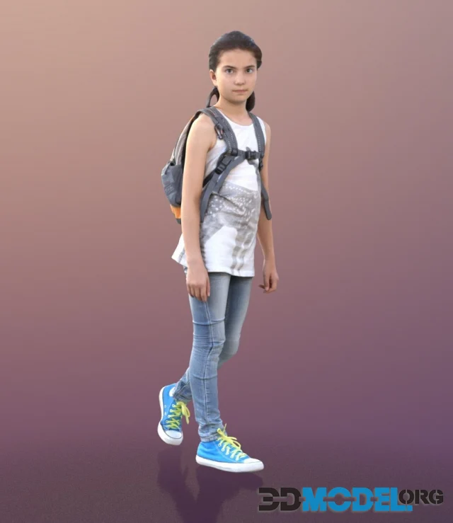 Sophie girl in jeans and backpack (3D Scan)