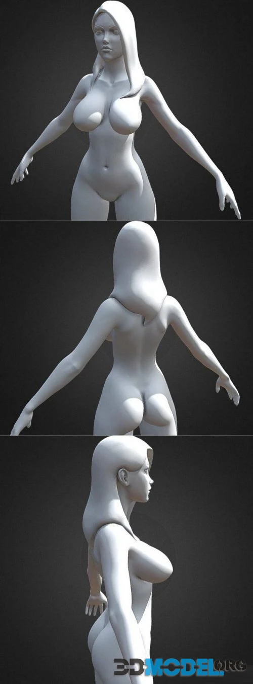 Stylized Female Large Breasts Highpoly version (PBR)
