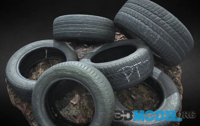 Tires car trash photoscan PBR