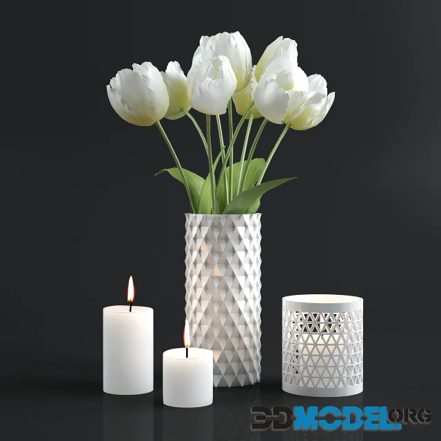 Tulips and candles decor set