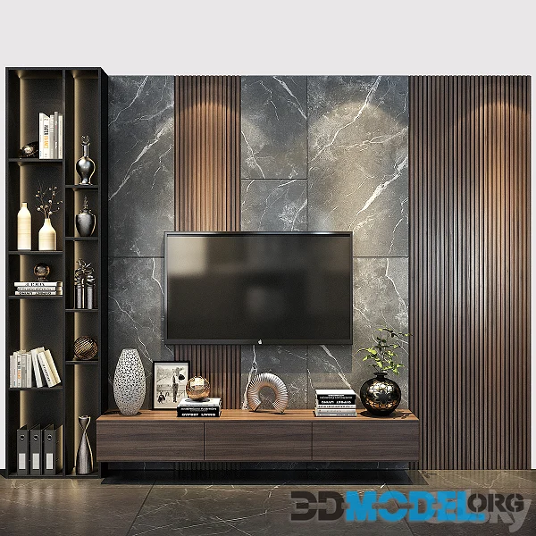 TV Shelf 0454 with decor