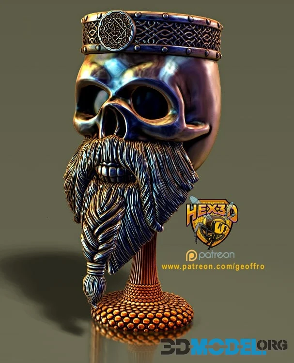 Hex3D - Celtic King Skull Chalice – Printable