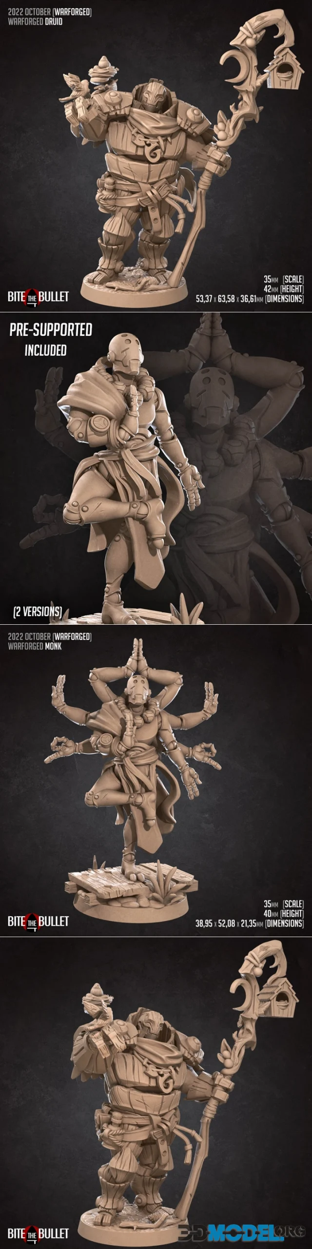 Warforged Monk and Druid – Printable