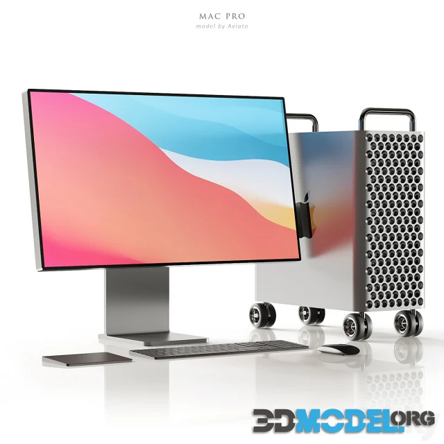 Apple Mac Pro (monitor, Magic keyboard, mouse, trackpad)