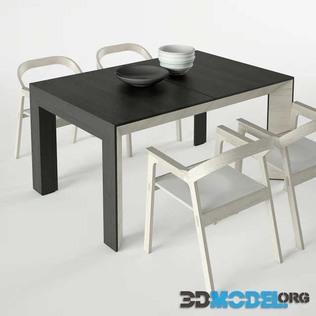 Bauline Perspectiva Diade table with chair