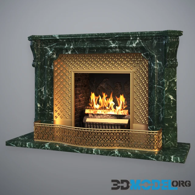 Classic Fireplace Green Marble