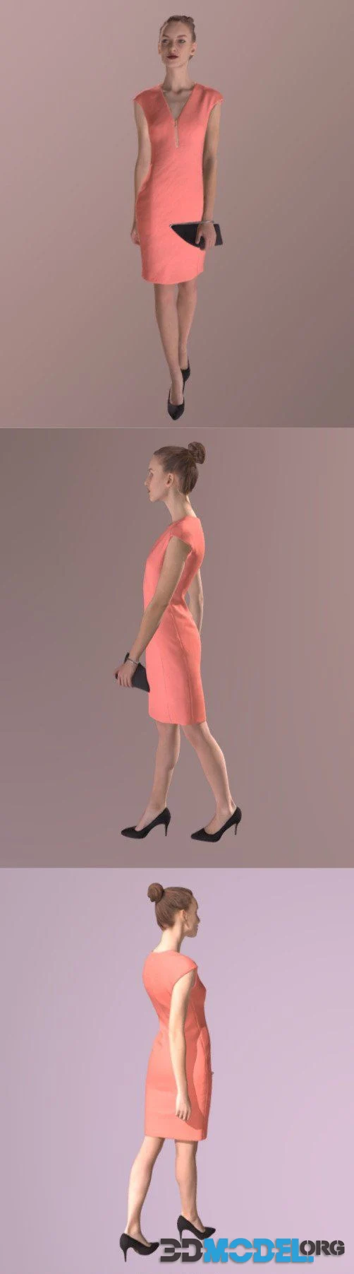 Elegant Walking Woman Beauty Dress (PBR)