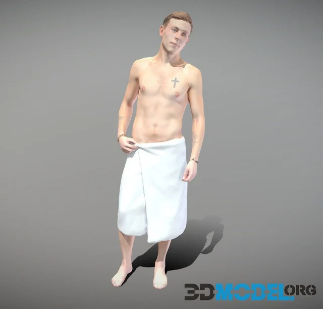 Handsome man wrapped in white towel 25 (PBR)