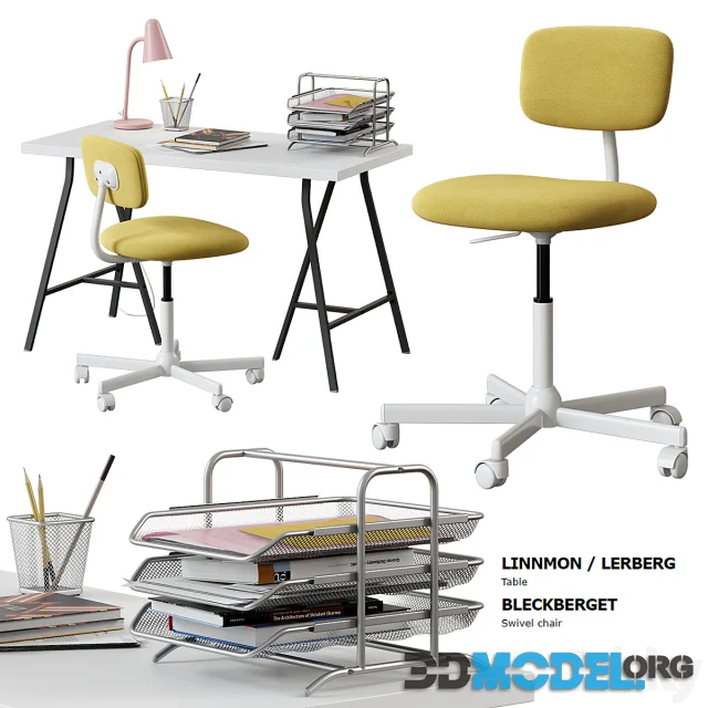 Ikea  Linnmon - Lerberg Table + Bleckberget Chair Hi-Poly