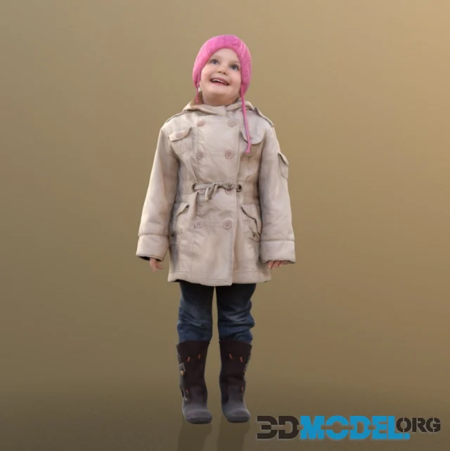 Lilly girl standing in warm clothes (3D Scan)