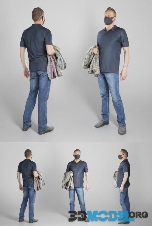Man in casual clothes and medical mask 247 (PBR)