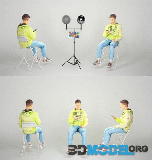 Man sitting on a chair and typing a message 55 (PBR)
