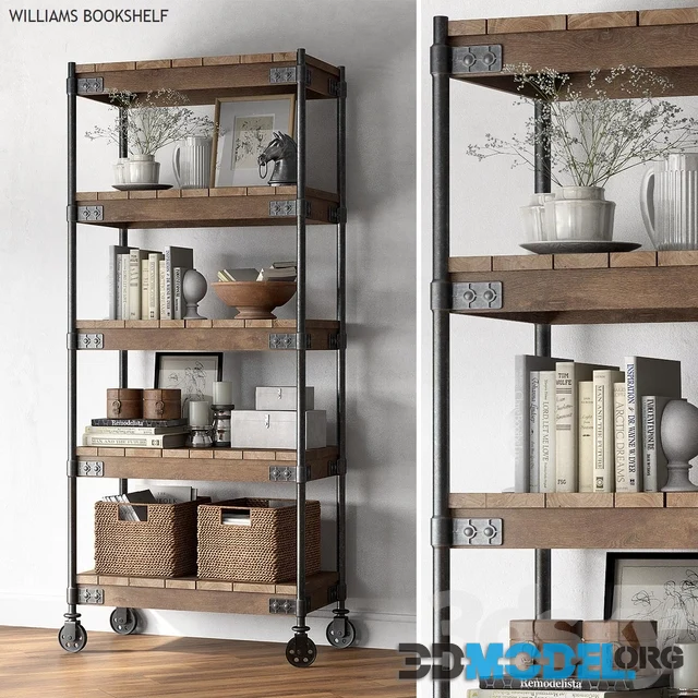 Pottery barn WILLIAMS BOOKSHELF and decor