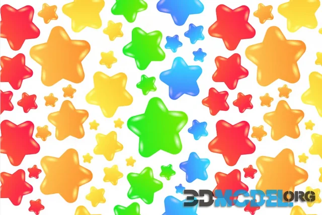 Seamless pattern with funny cartoon jelly stars