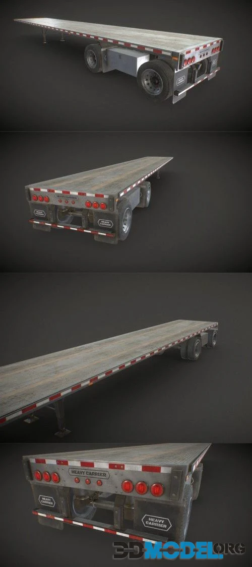 Semi Trailer Flatbed - Low Poly (PBR)