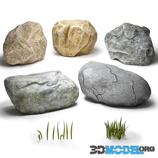 Stones and grass for landscape